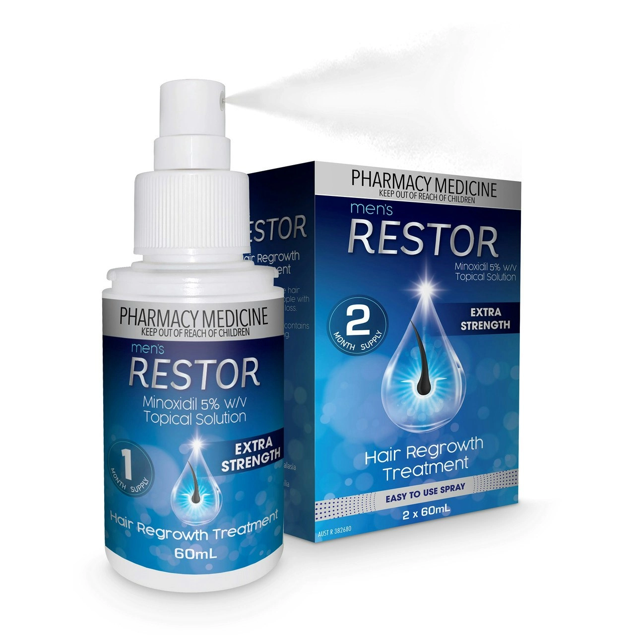 Men's Restor Minoxidil 5% Extra Strength Spray 2x60ml