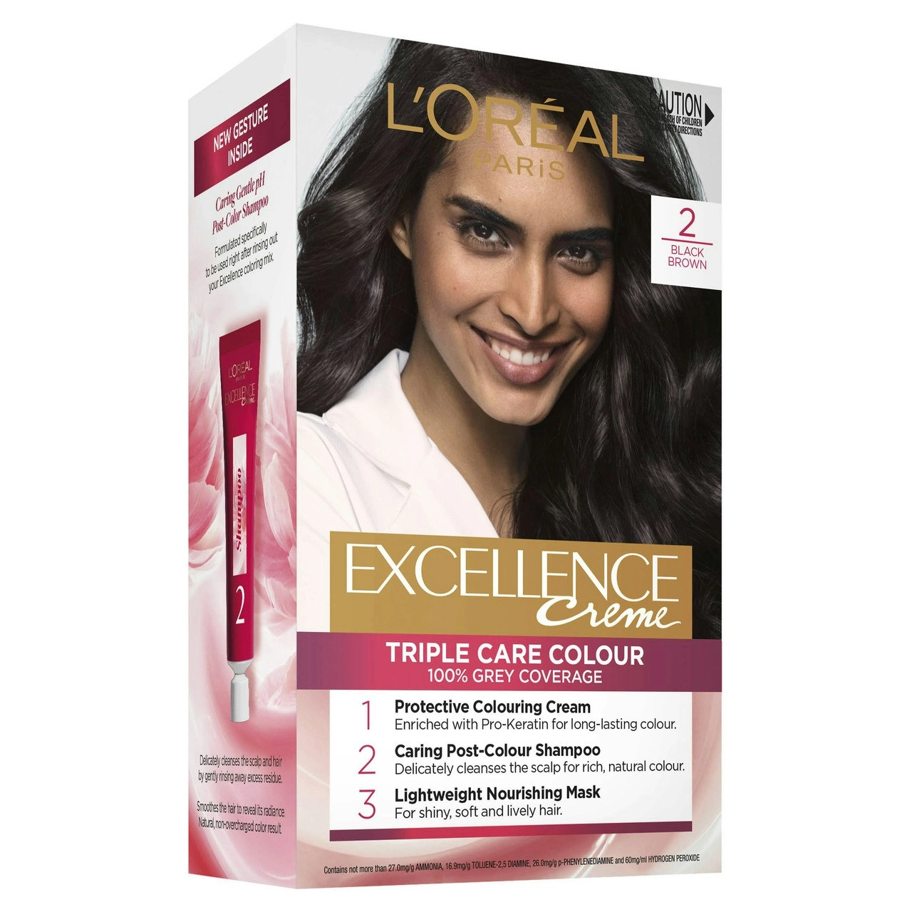 L'Oreal Paris Excellence Creme Permanent Hair Colour - 2 Black Brown