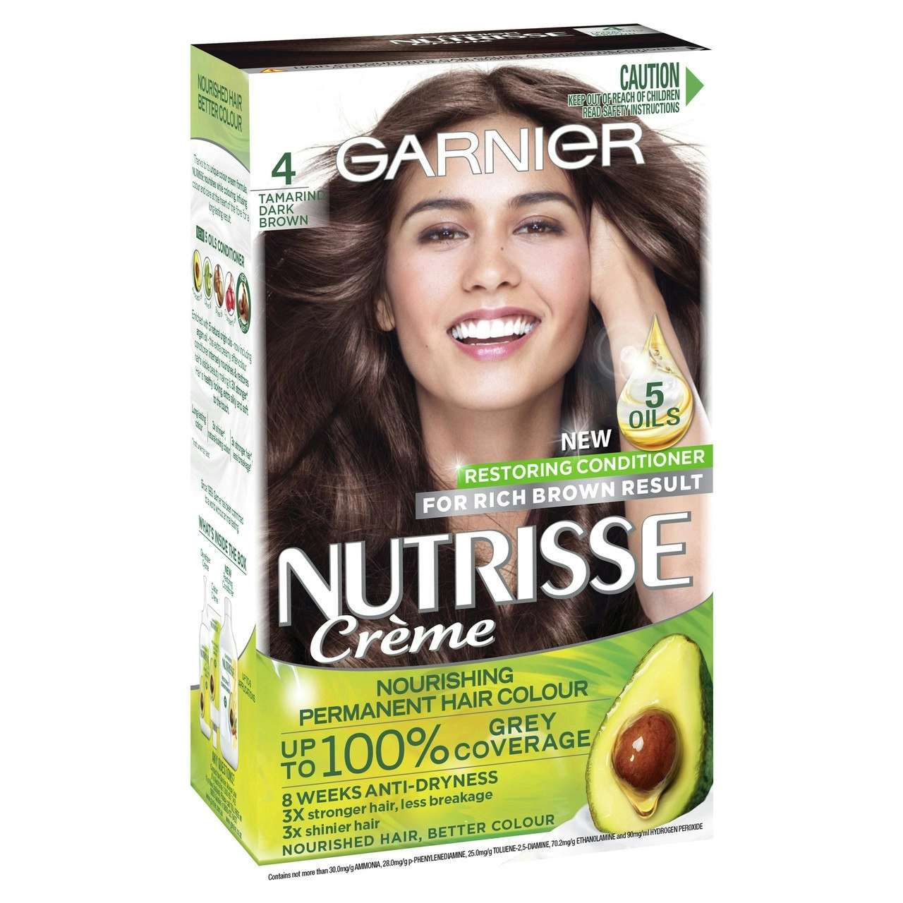 Garnier Nutrisse Permanent Hair Colour - 4 Tamarind Dark Brown