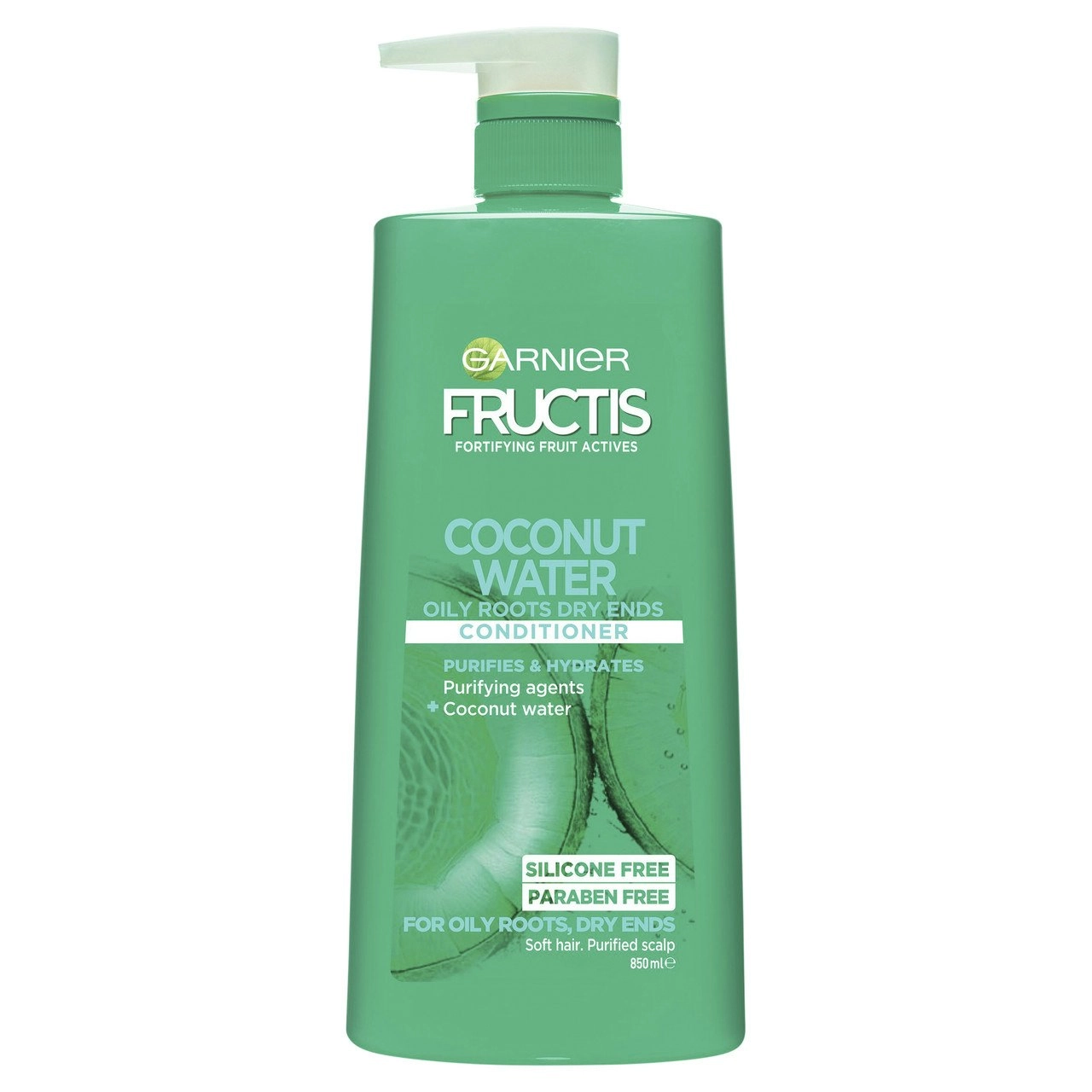 Garnier Fructis Coconut Water Conditioner 850ml for Oily Roots, Dry Ends