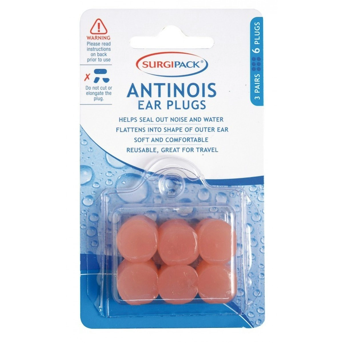 SurgiPack Anti Noise Ear Plugs 3 Pair 6244