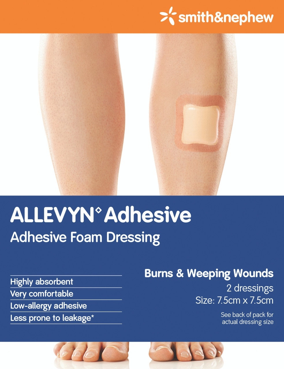 Allevyn Adhesive 7.5x7.5cm 2pk