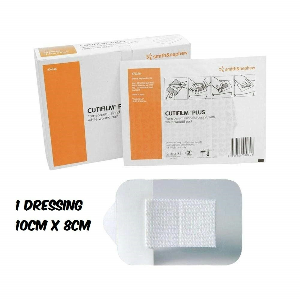 CUTIFILM Plus Transparent Dressing 10cm x 8cm - Single Dressing (1 Pack)