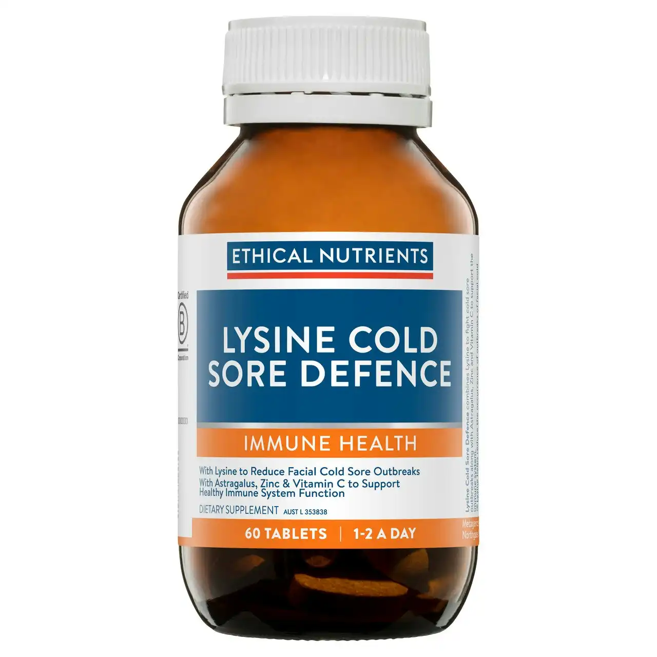 Ethical Nutrients Lysine Cold Sore Defence 60 Tablets