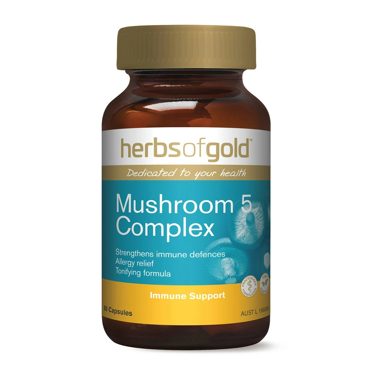 Herbs Of Gold Mushroom 5 Complex 60 Capsules