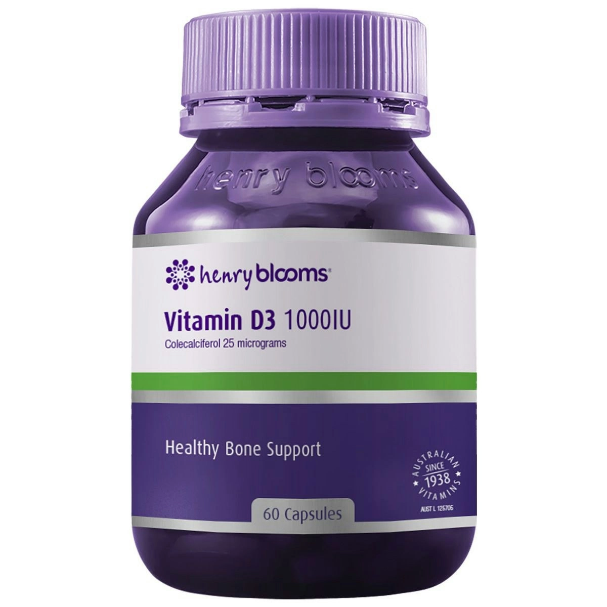 Henry Blooms Vitamin D3 1000IU 60 Capsules