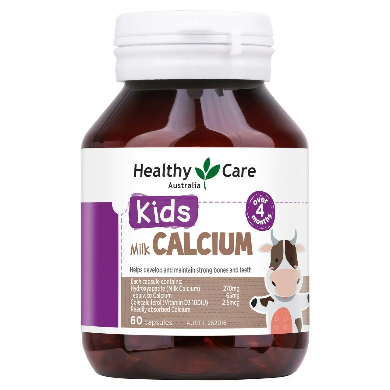 Healthy Care Kids Milk Calcium Over 4 Months 60 Capsules