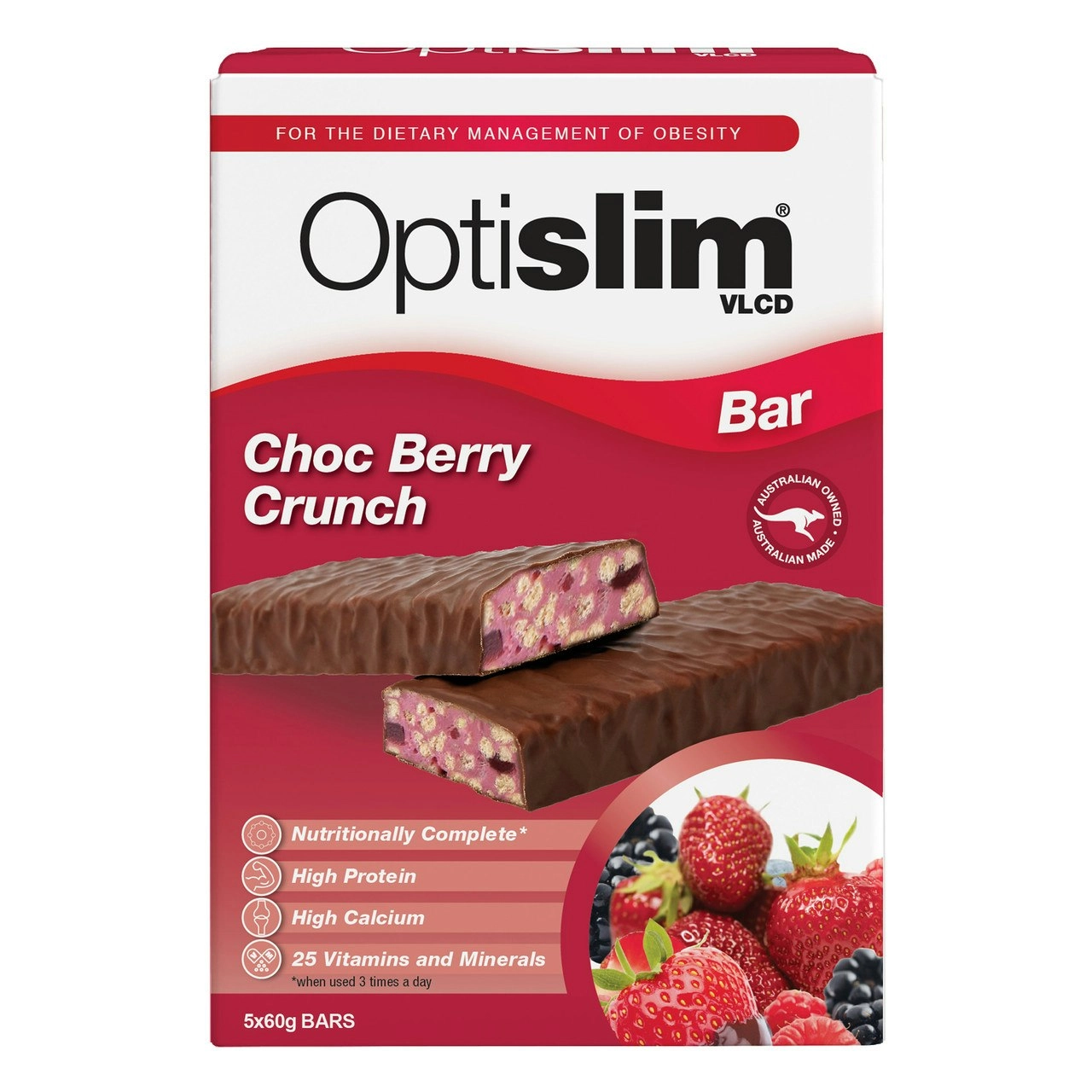 Optislim VLCD Choc Berry Crunch Bar 5x60g