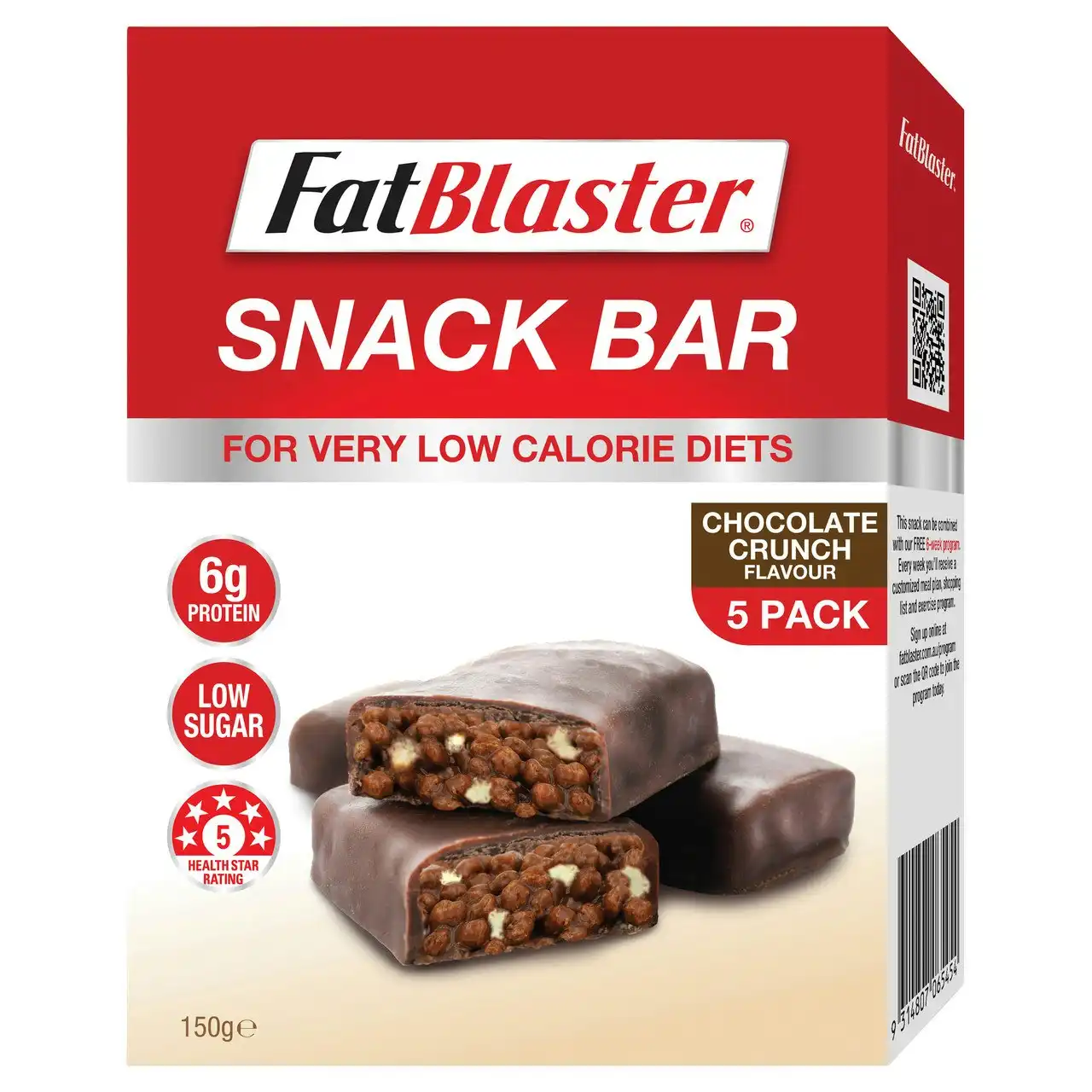 FatBlaster Snack Bar Chocolate Crunch 5x30g Pack