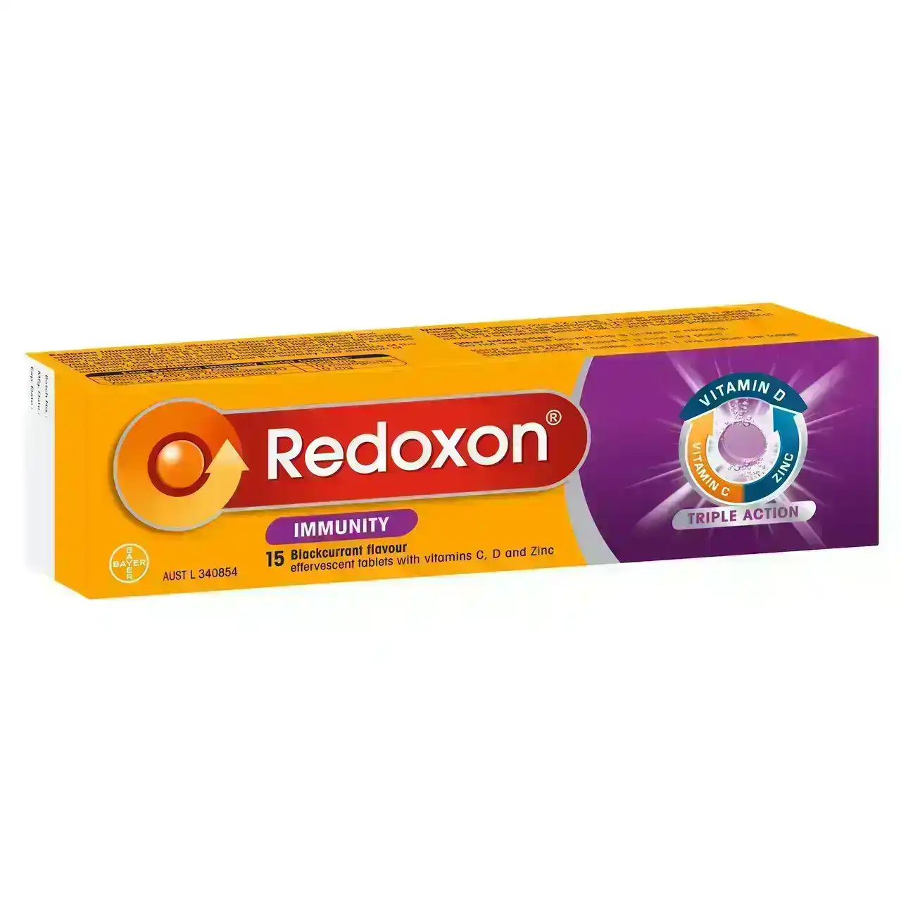 Redoxon Immunity Vitamin C, D and Zinc Blackcurrant Flavoured Effervescent Tablets 15 pack