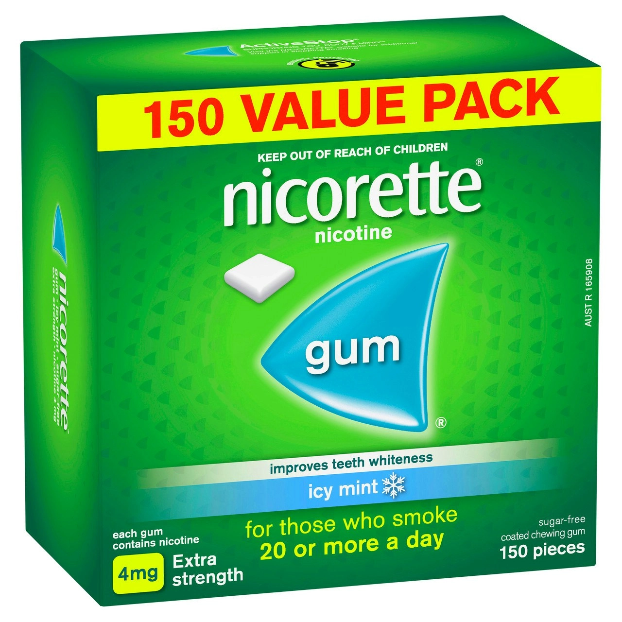 Nicorette Quit Smoking Extra Strength Nicotine Gum Icy Mint 150 Pack