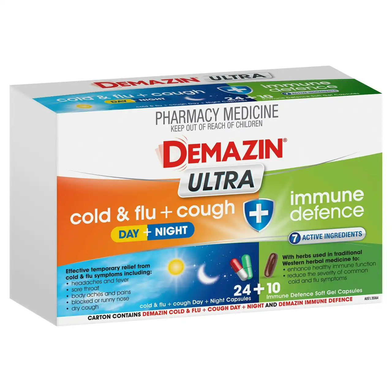Demazin Ultra Cold & Flu + Cough + Immune Defence 34 Capsules