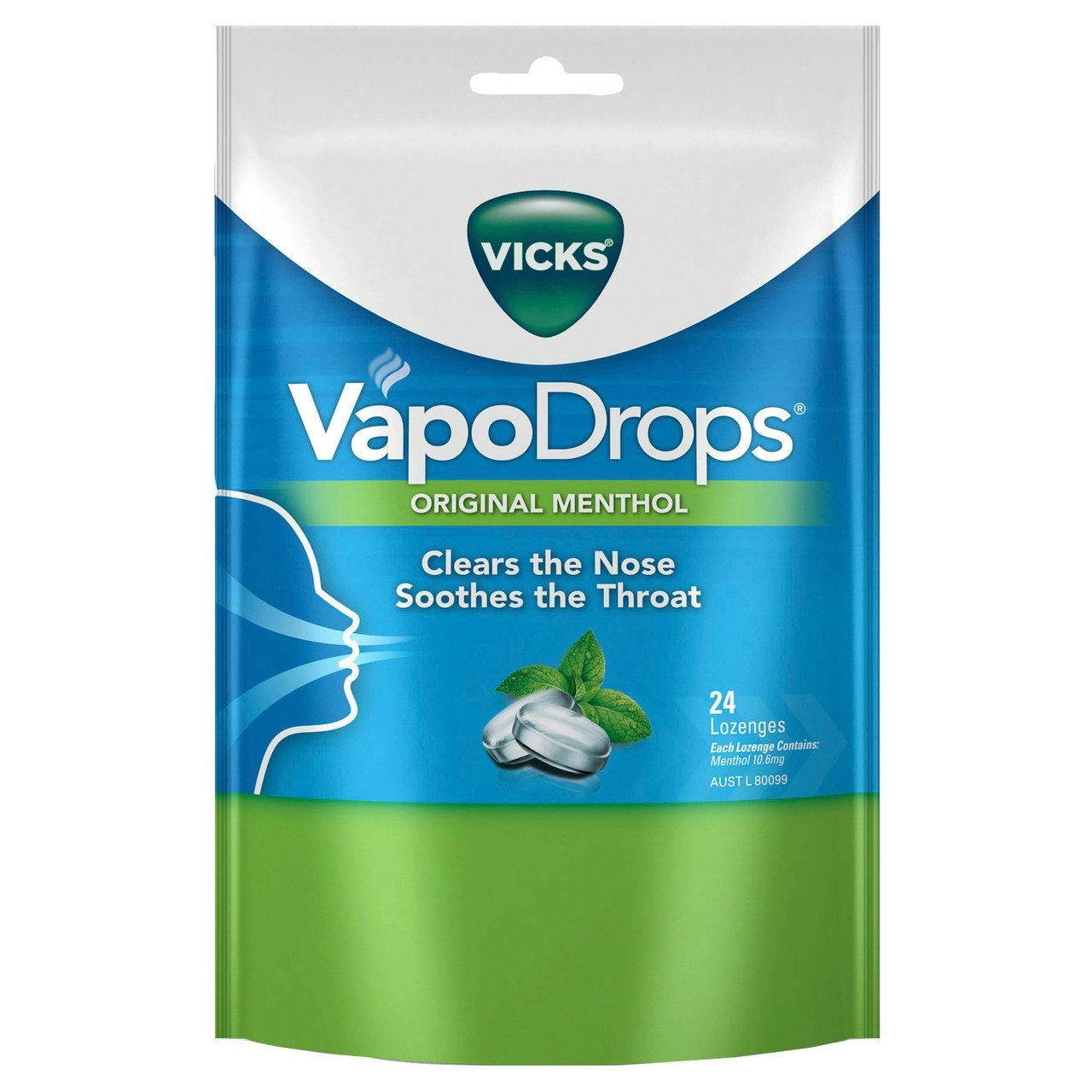 Vicks VapoDrops Original Menthol 24 Lozenges - Cough & Cold