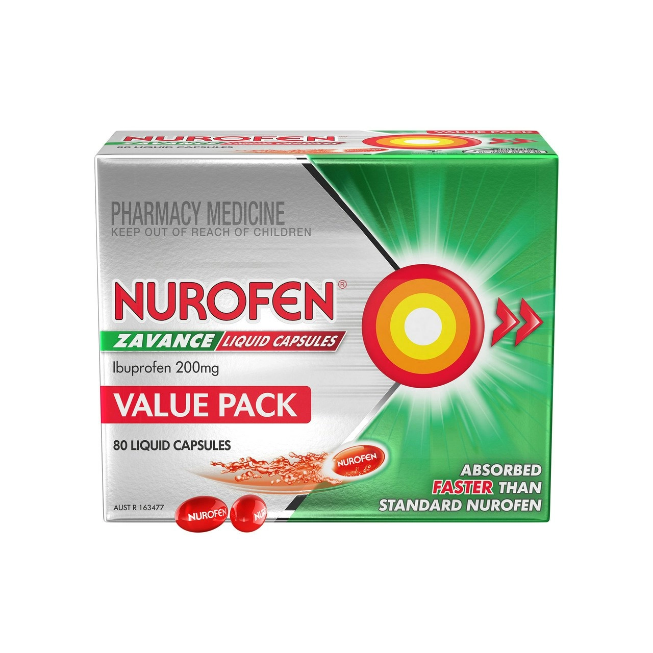 Nurofen Zavance Fast Pain Relief Liquid Capsules 200mg Ibuprofen 80 Value Pack