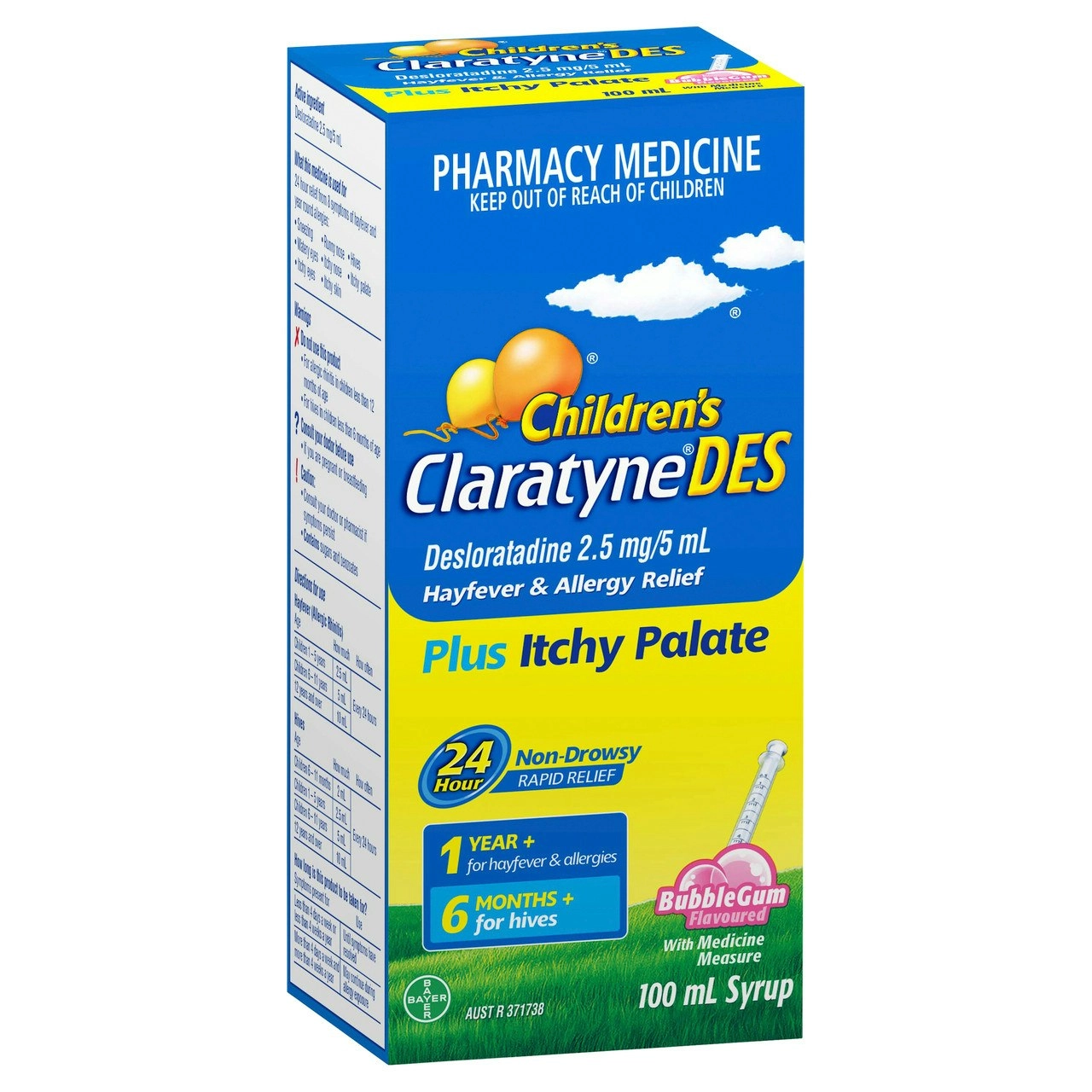 Children's ClaratyneDES Hayfever & Allergy Relief Bubblegum Syrup for Kids 100mL