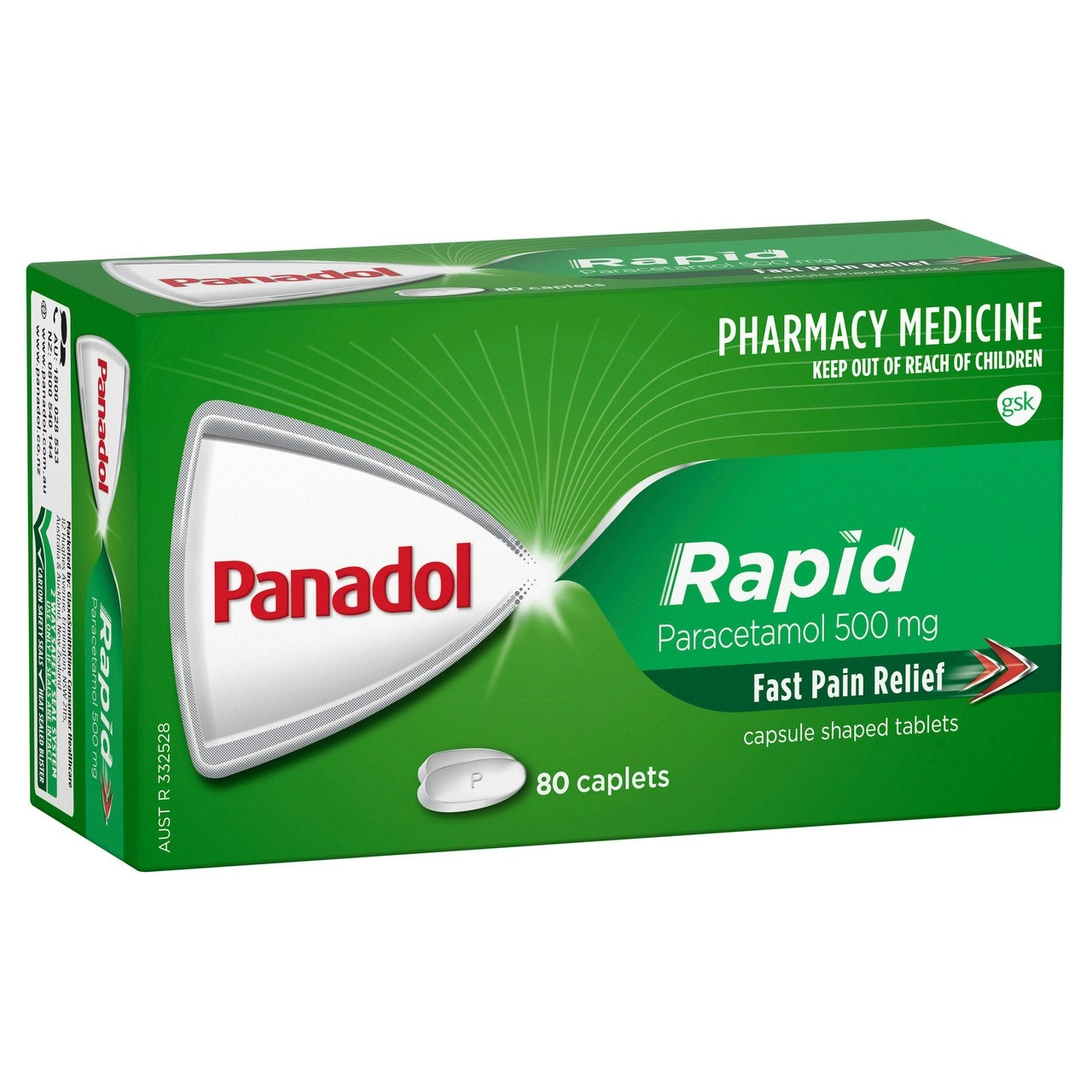 Panadol Rapid for Pain Relief Paracetamol - 500mg 80 Caplets