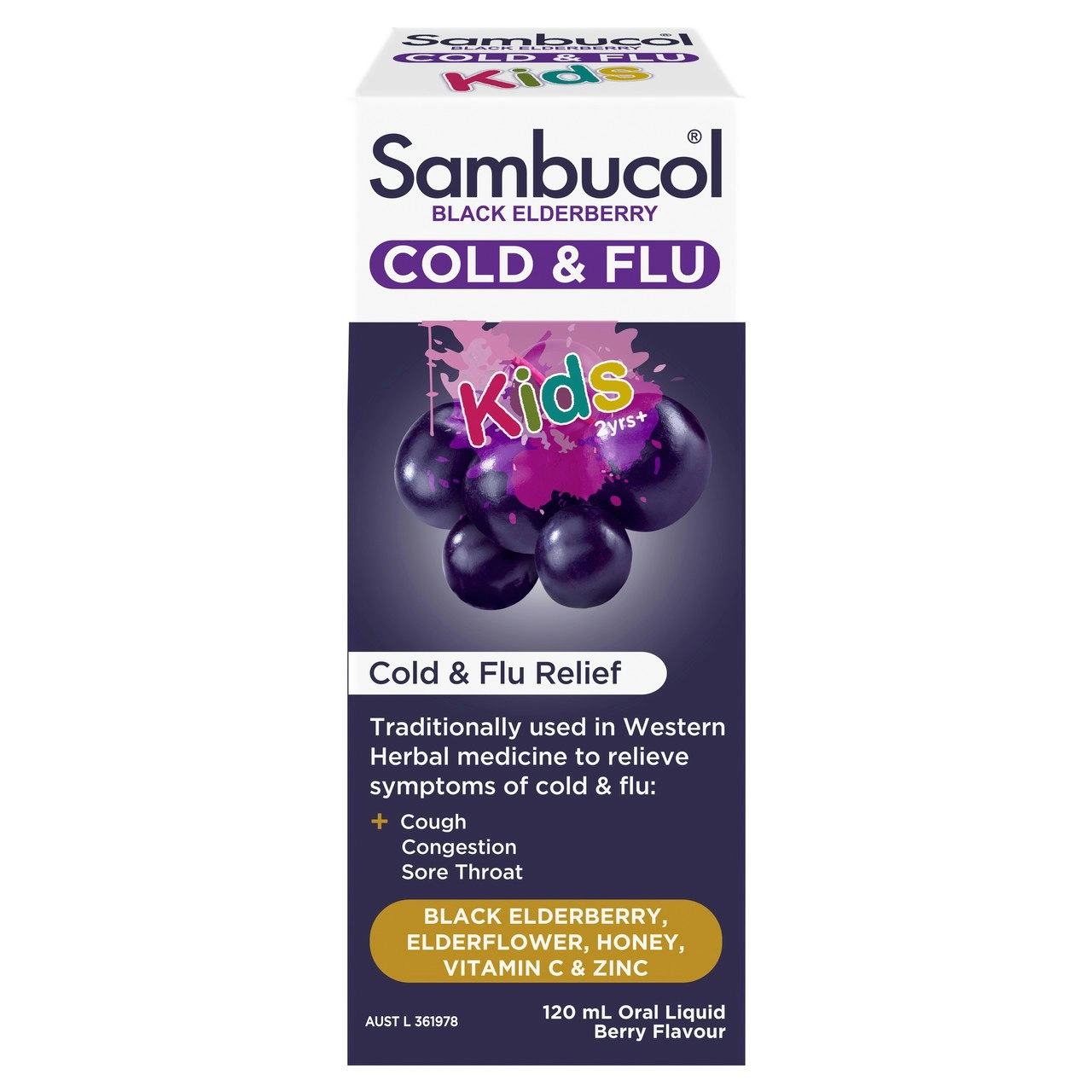 Sambucol Black Elderberry Cold & Flu Relief Kids Liquid 120ml