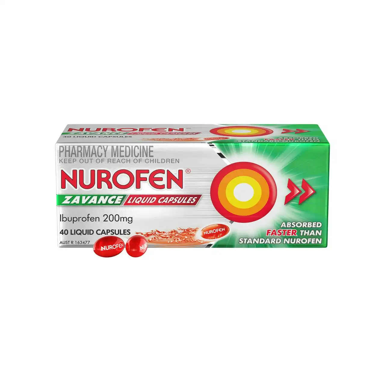 Nurofen Zavance Fast Pain Relief Liquid Capsules 200mg Ibuprofen 40 Pack