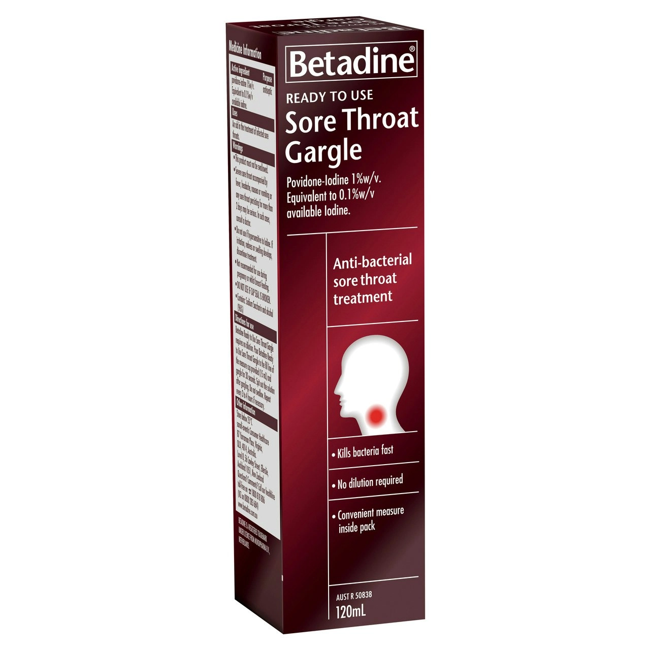 Betadine Ready To Use Sore Throat Gargle 120mL