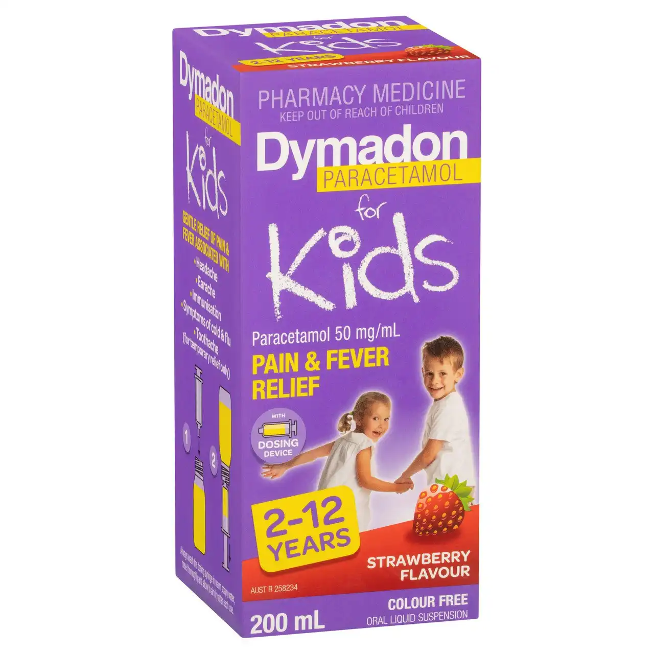 Dymadon Paracetamol for Kids 2-12yrs STRAWBERRY 200mL