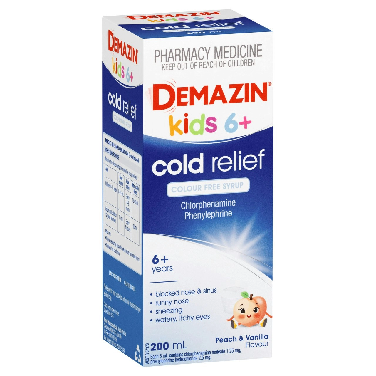 Demazin Cold Relief Colour Free Syrup 200ml