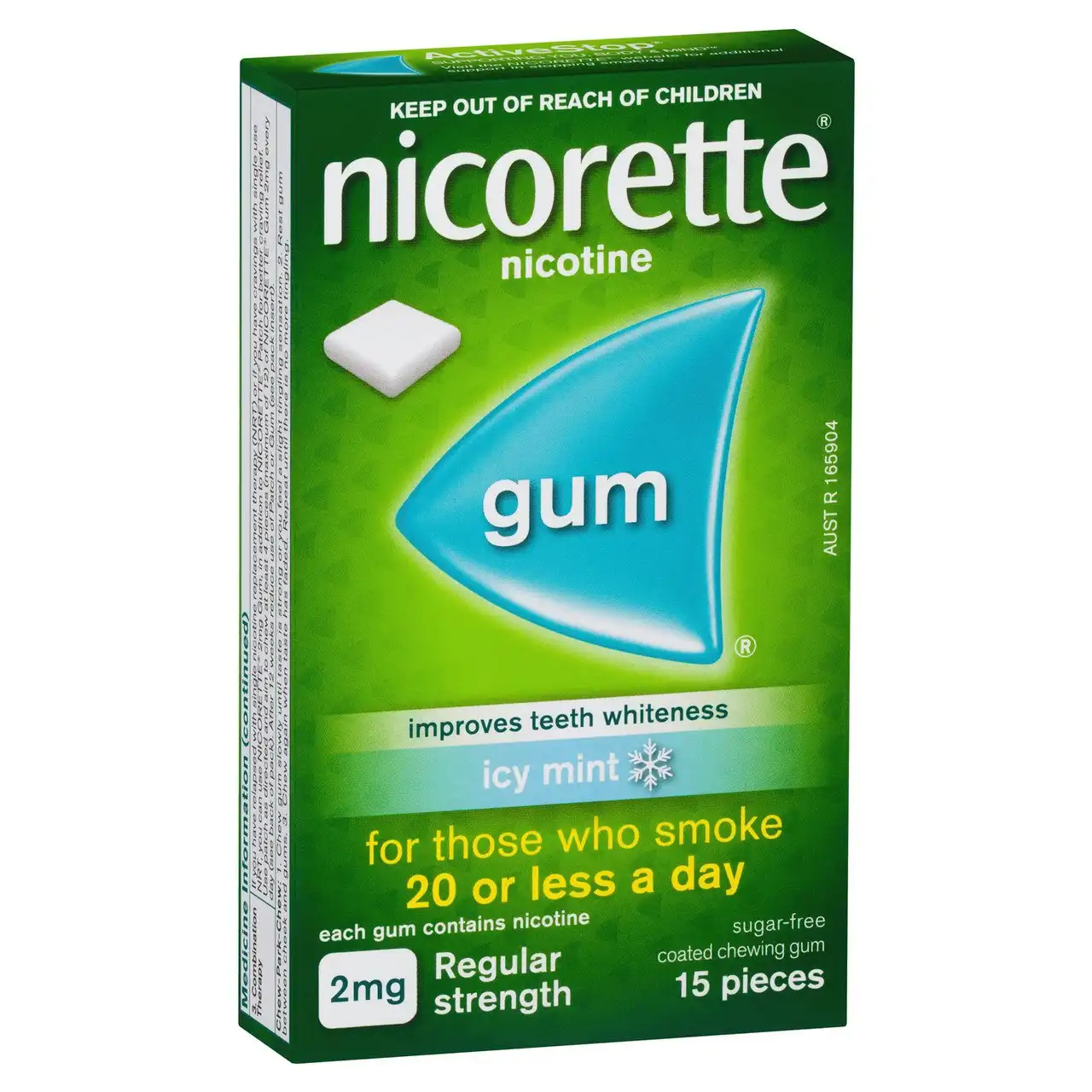Nicorette Quit Smoking Regular Strength Nicotine Gum Icy Mint 15 Pack