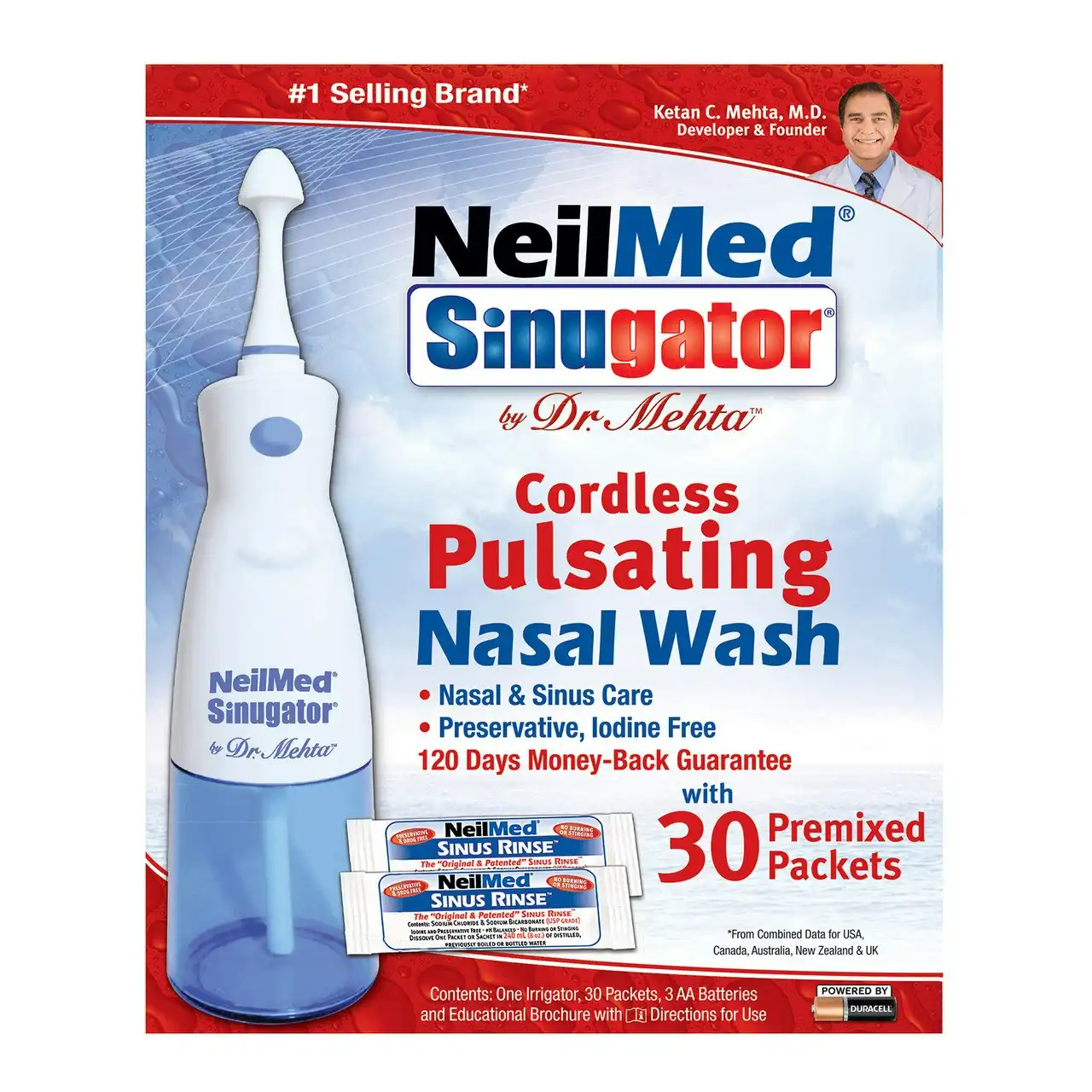 Neilmed Sinugator Cordless Nasal Wash 30 Pack