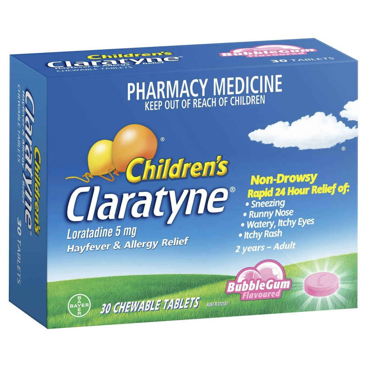 CLARATYNE Chewable Tablets Bubblegum  Flavoured 30 Pack