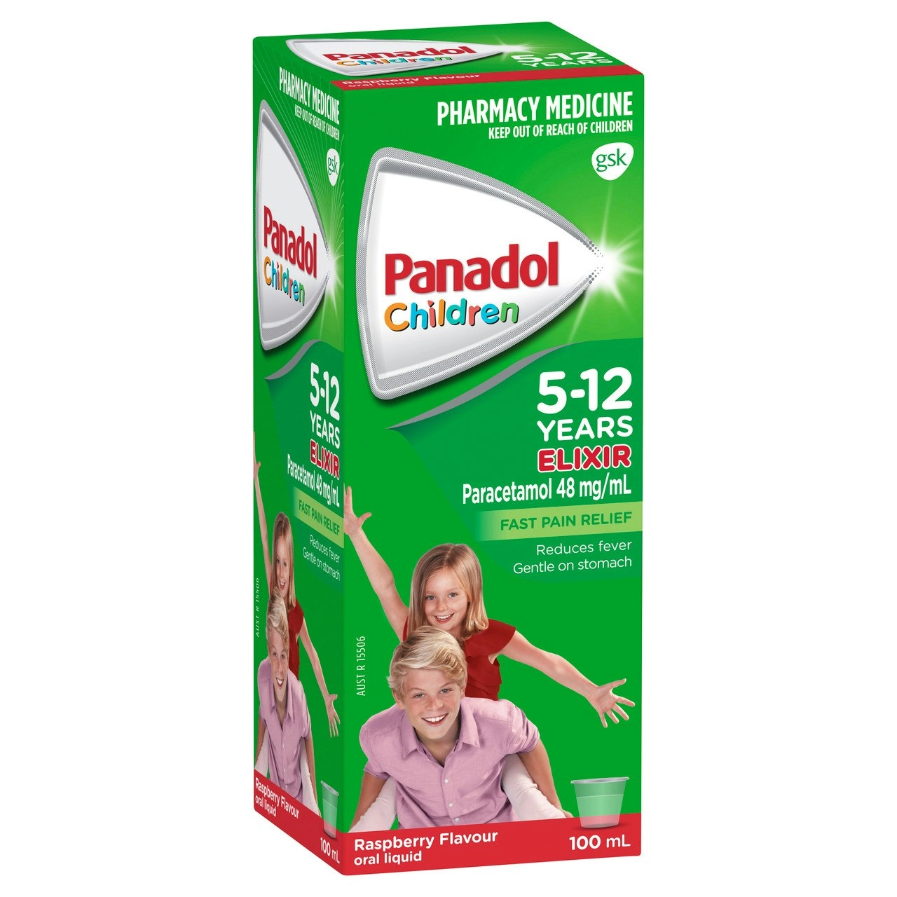 Panadol Children 5-12 Years Elixir, Raspberry Flavour, 100mL