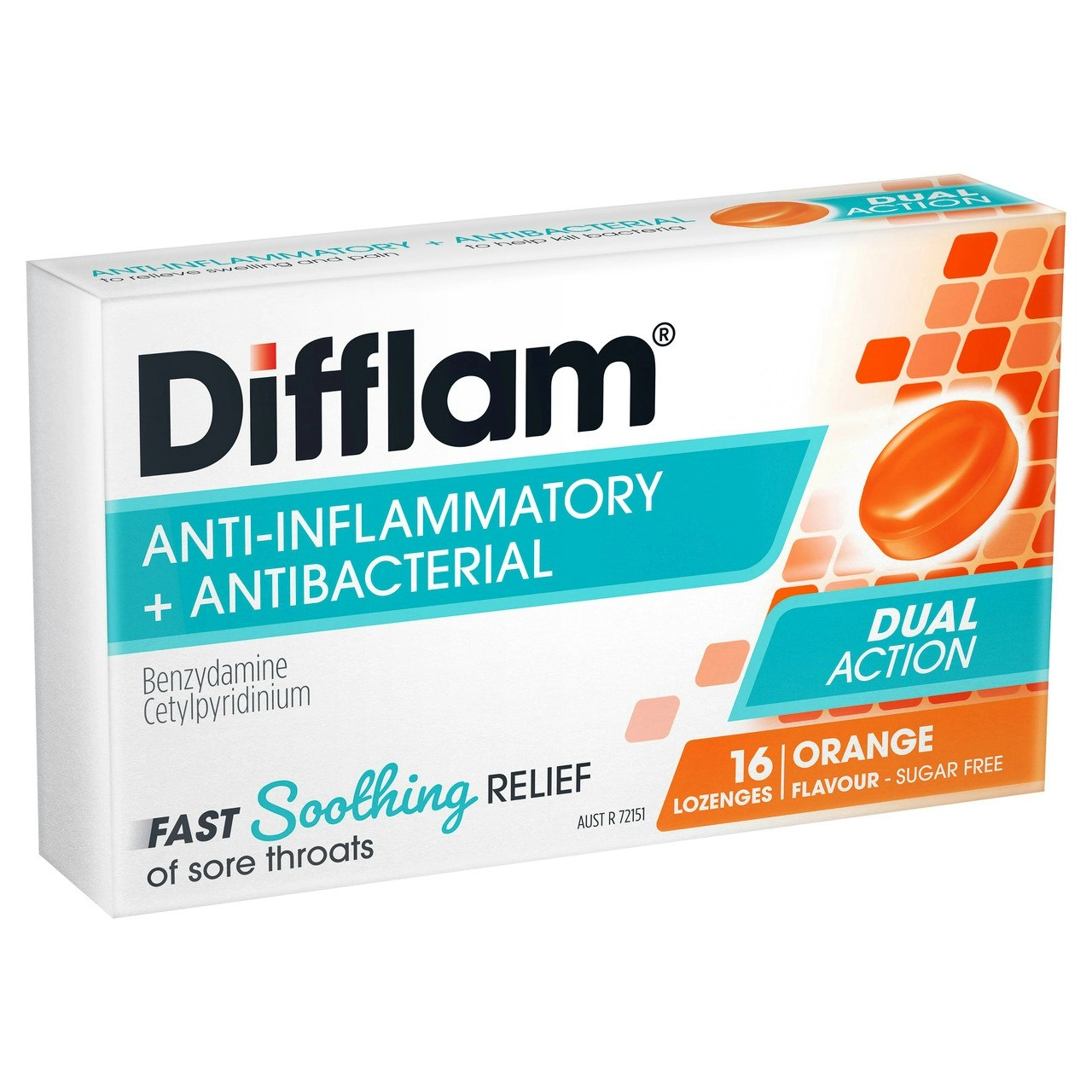 Difflam Sore Throat Lozenges Orange Flavour 16s