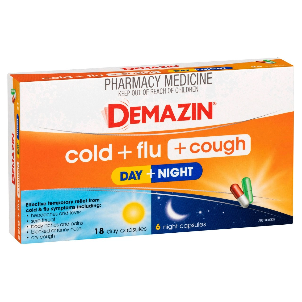 Demazin Cold + Flu + Cough Day + Night 24 Capsules