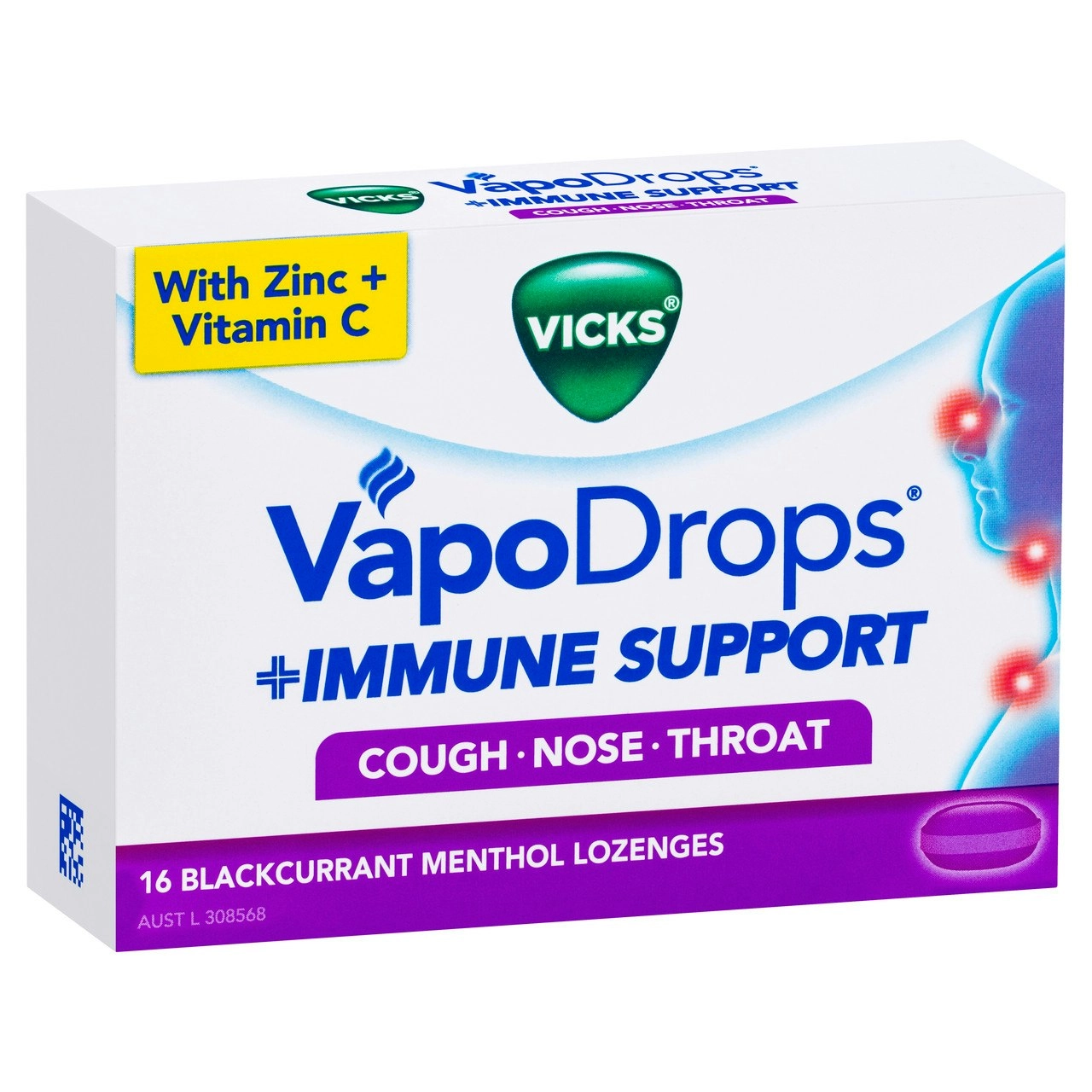 Vicks VapoDrops Immune Support Blackcurrant 16pk