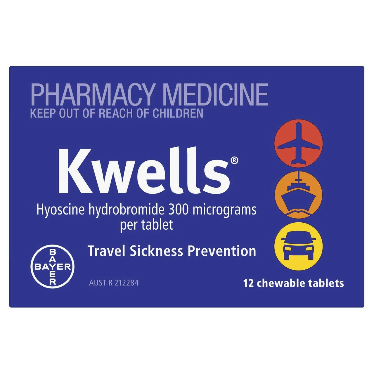 KWELLS Travel Sickness Chewable Tablets 12 Pack