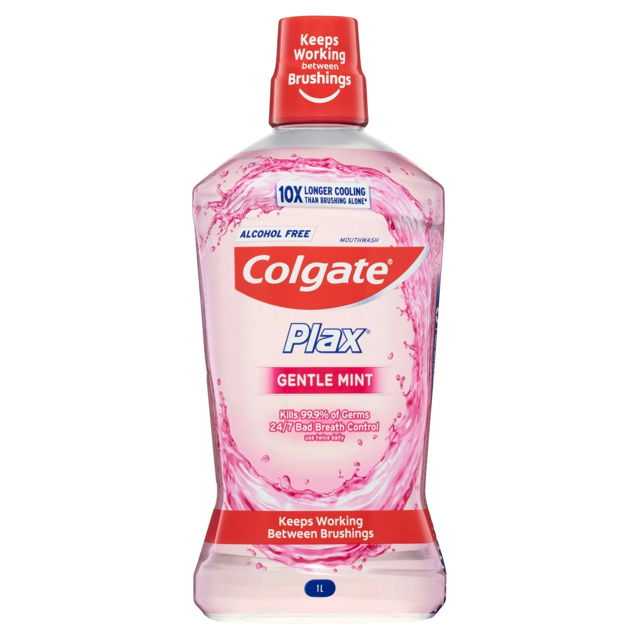 Colgate Plax Antibacterial Mouthwash 1L, Gentle Mint, Alcohol Free, Bad Breath Control