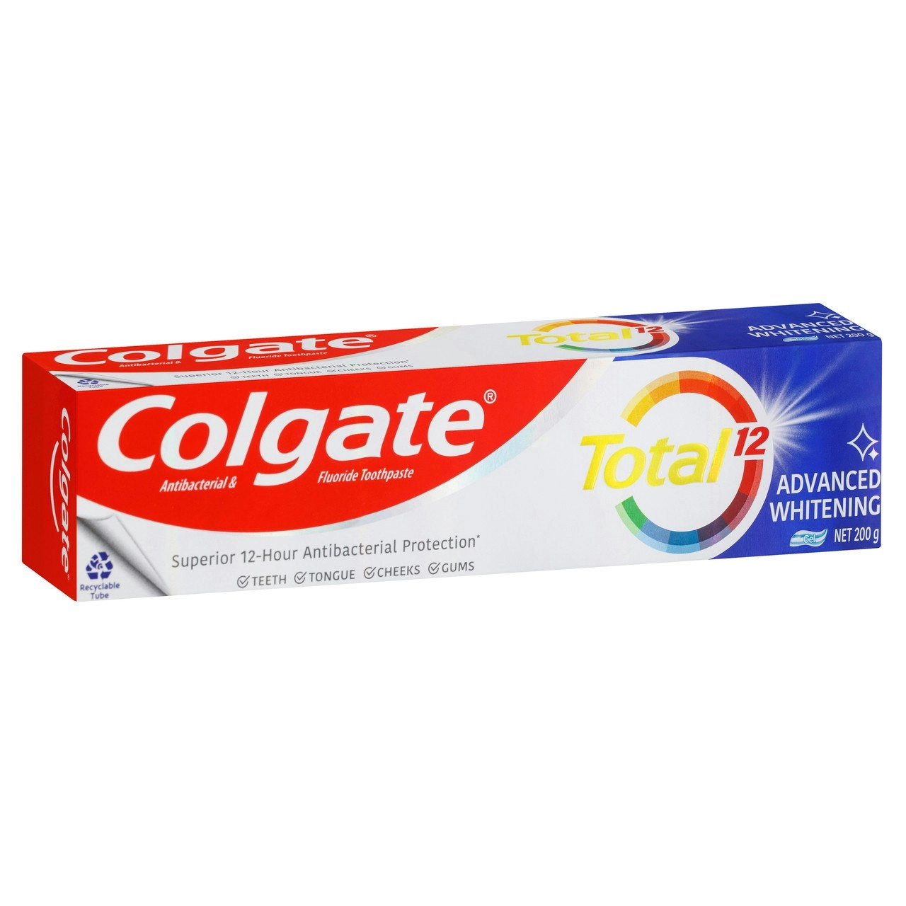 Colgate Total Advanced Whitening Antibacterial Toothpaste 200g, Whole Mouth Health, Multi Benefit