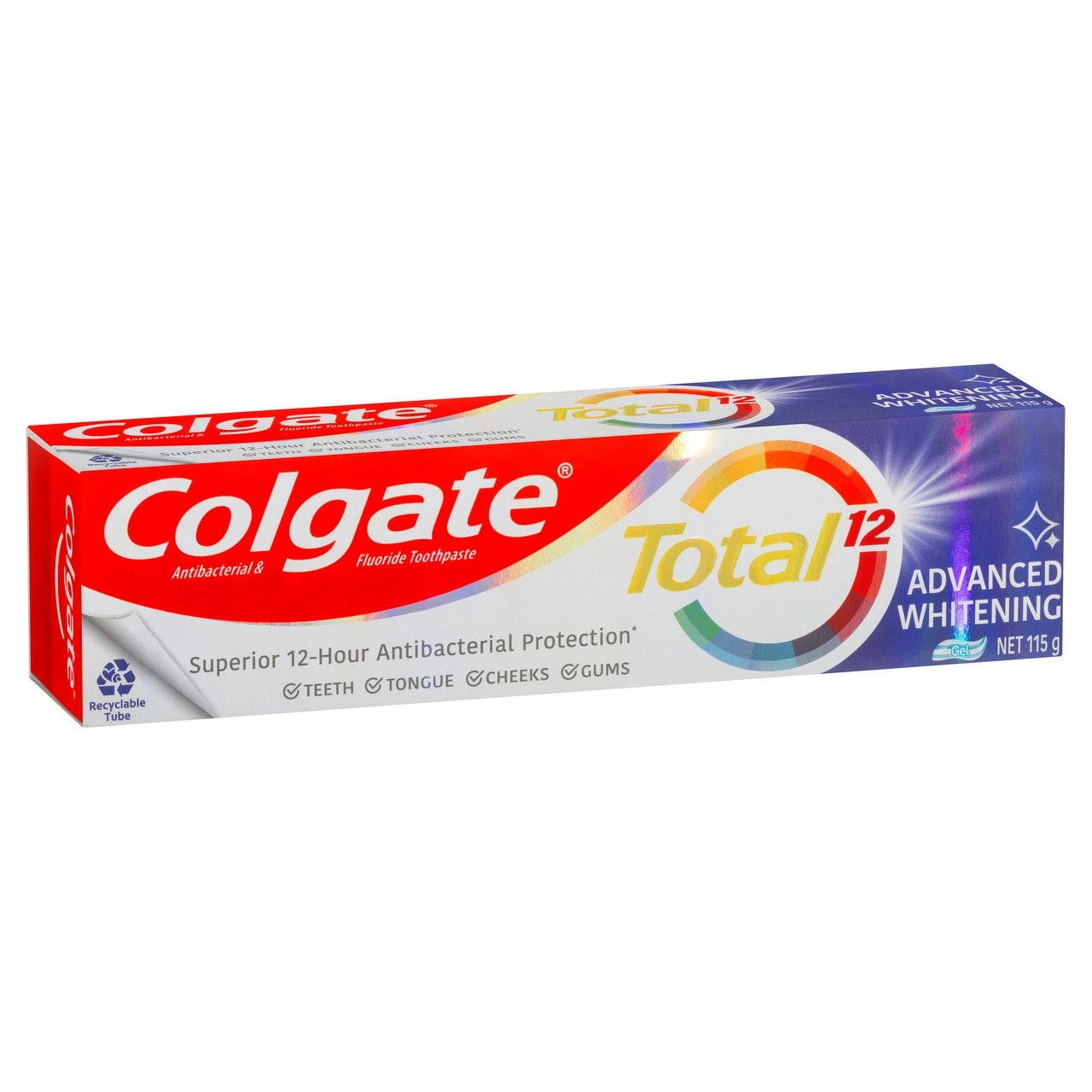 Colgate Total Advanced Whitening Antibacterial Toothpaste 115g, Whole Mouth Health, Multi Benefit