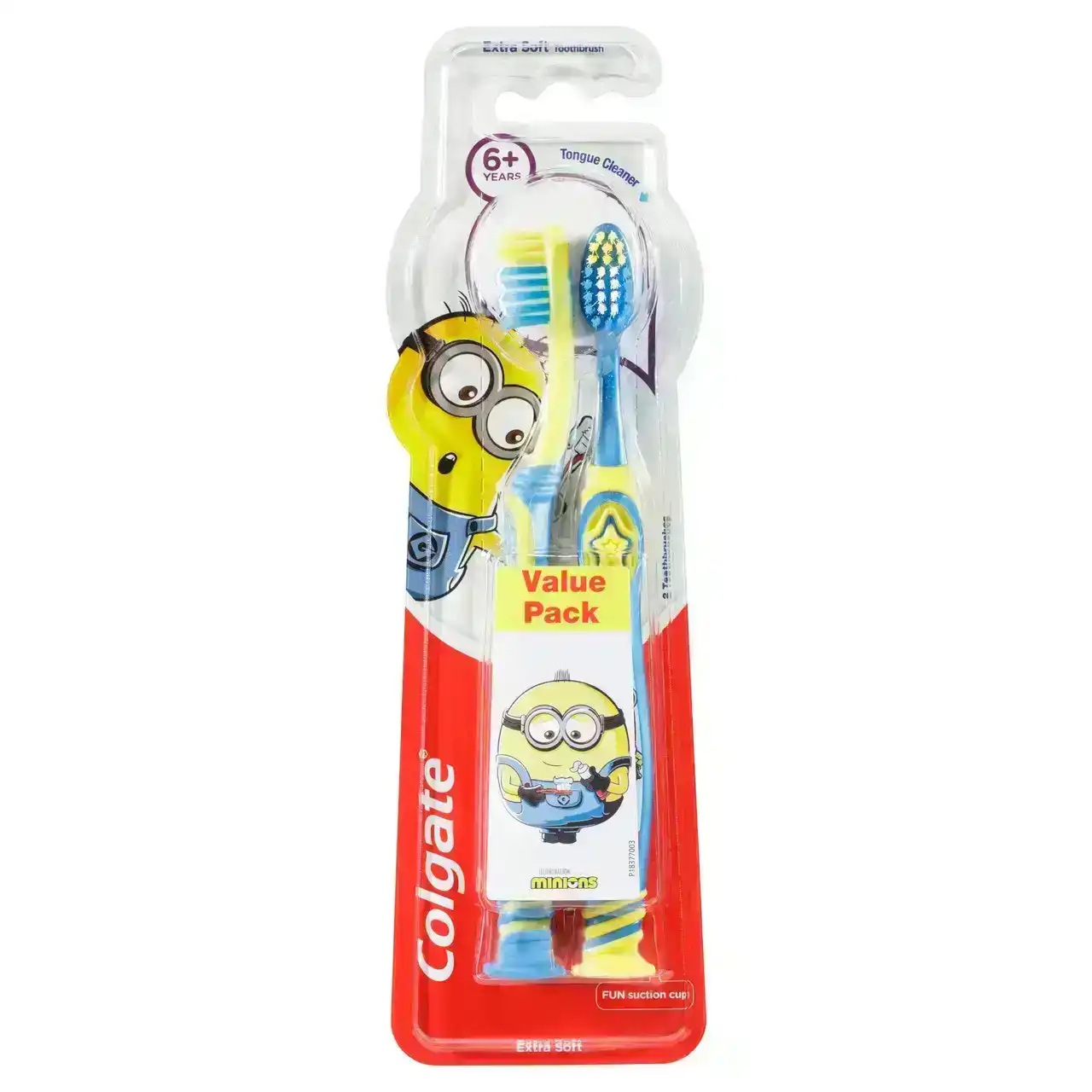 Colgate Kids Minions Manual Toothbrush for Children 6+ Years, Value 2 Pack, Extra Soft Bristles, Colours May Vary