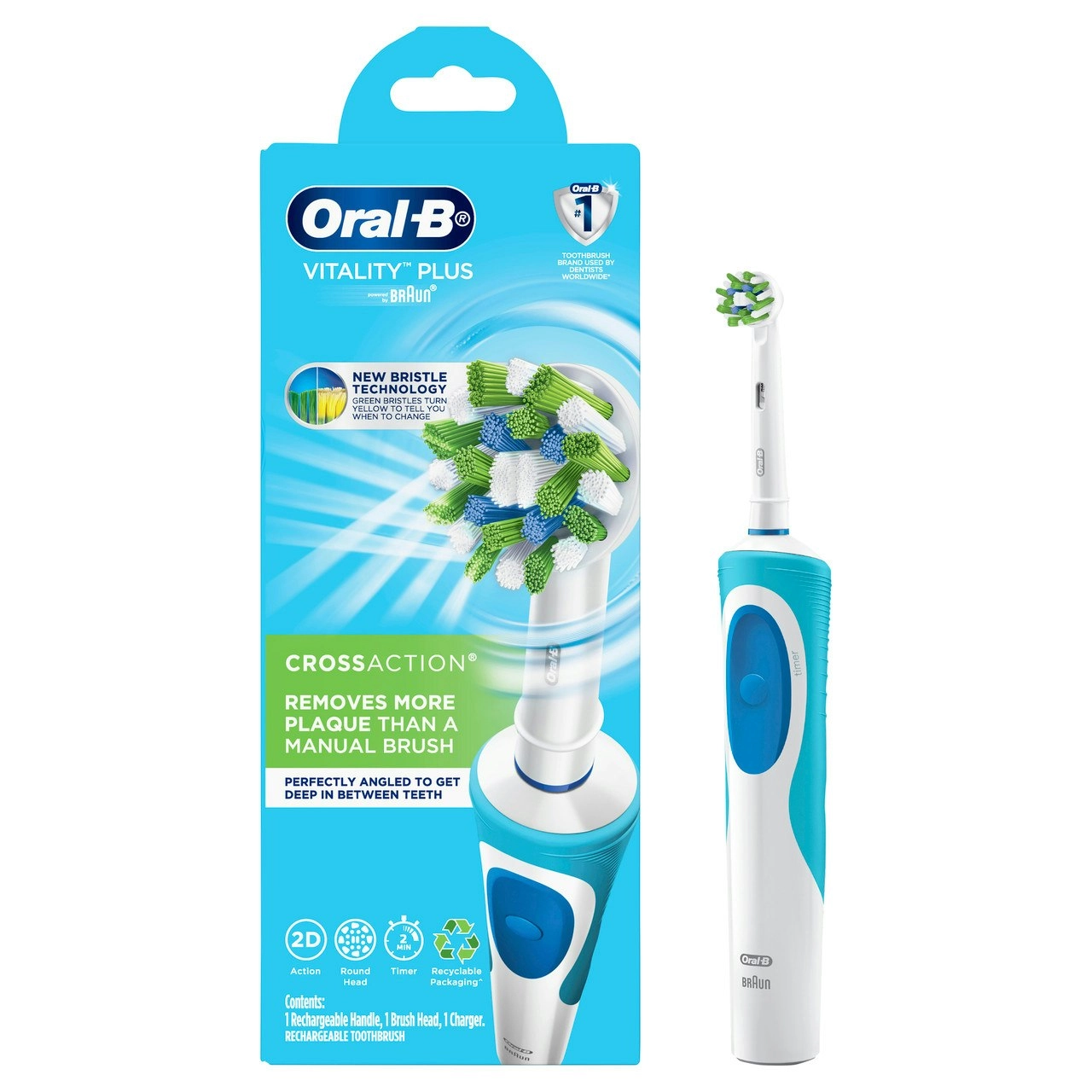 Oral-B Vitality Cross Action White Electric Toothbrush with charger