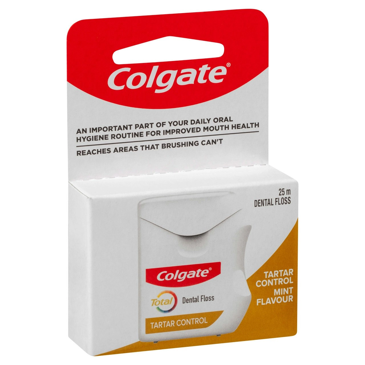 Colgate Total Tartar Control Dental Floss, 25m, New & Improved*, Protects Gums & Helps Prevent Tooth Decay