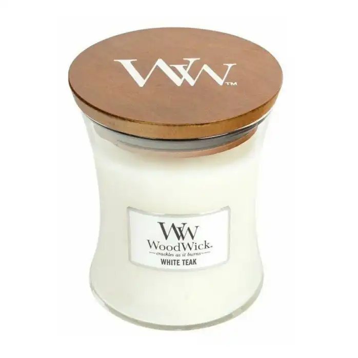 WoodWick Medium White Teak Scented Candle