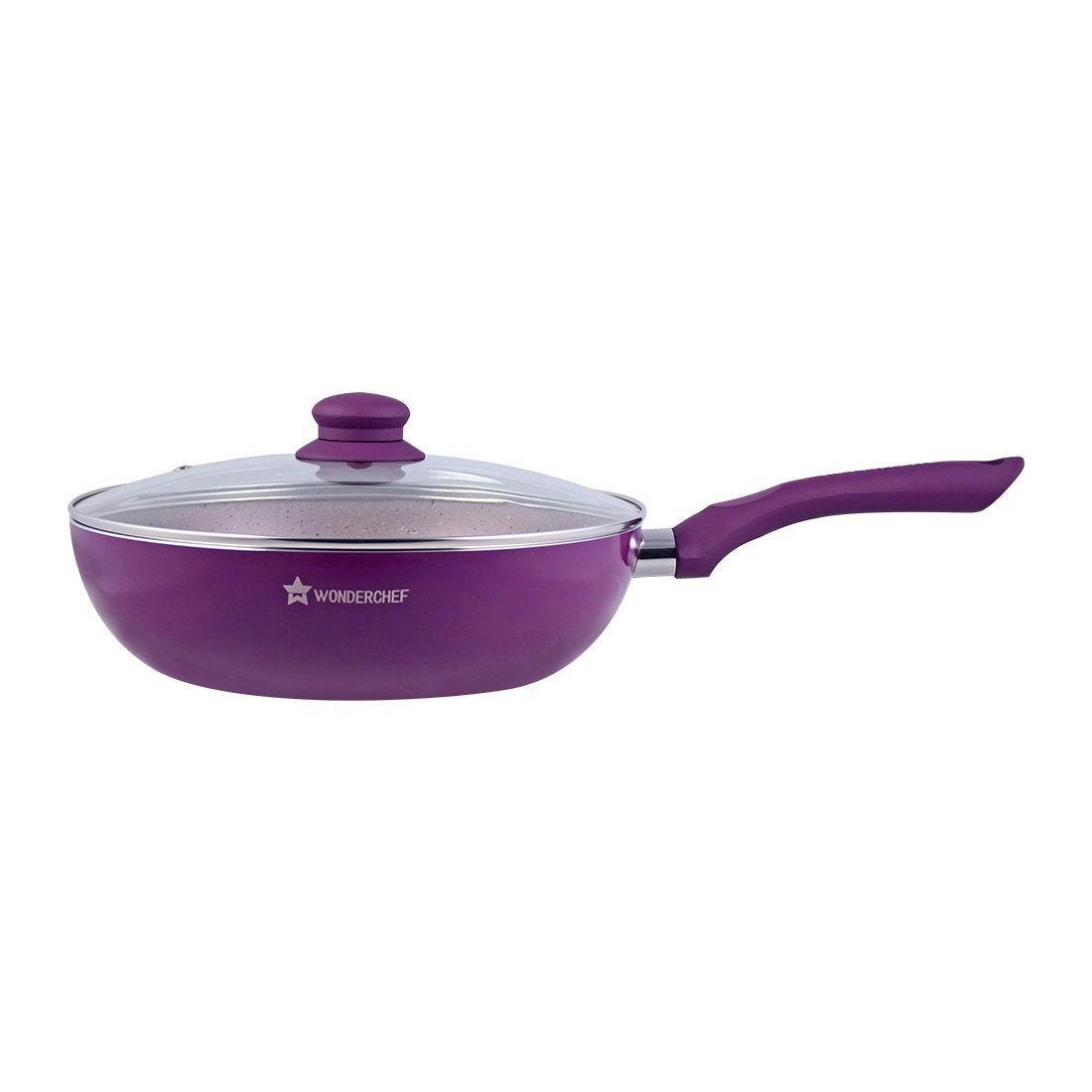 Wonderchef Royal Velvet Wok with Lid - Purple 1 Handle 24cm 2.7L