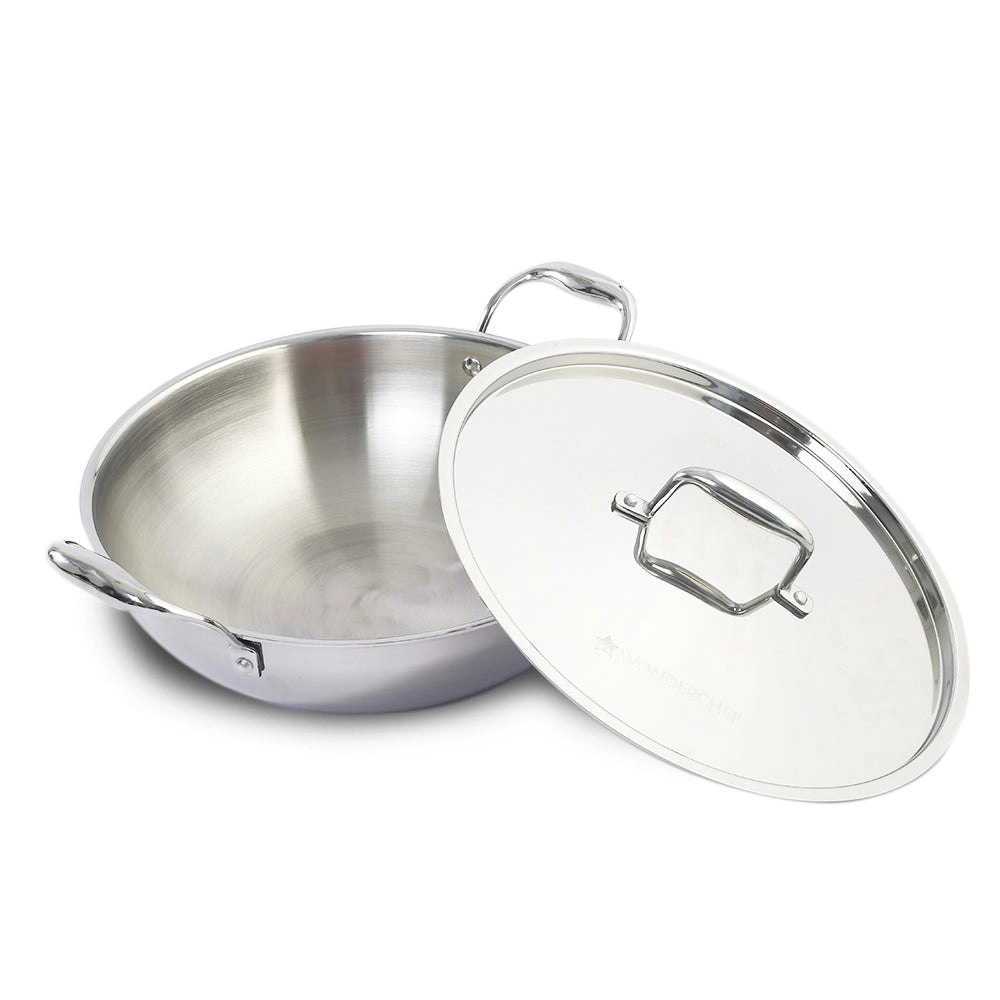 Wonderchef Nigella Stainless Steel Triply Kadhai with SS Lid 28 cm 4.1L