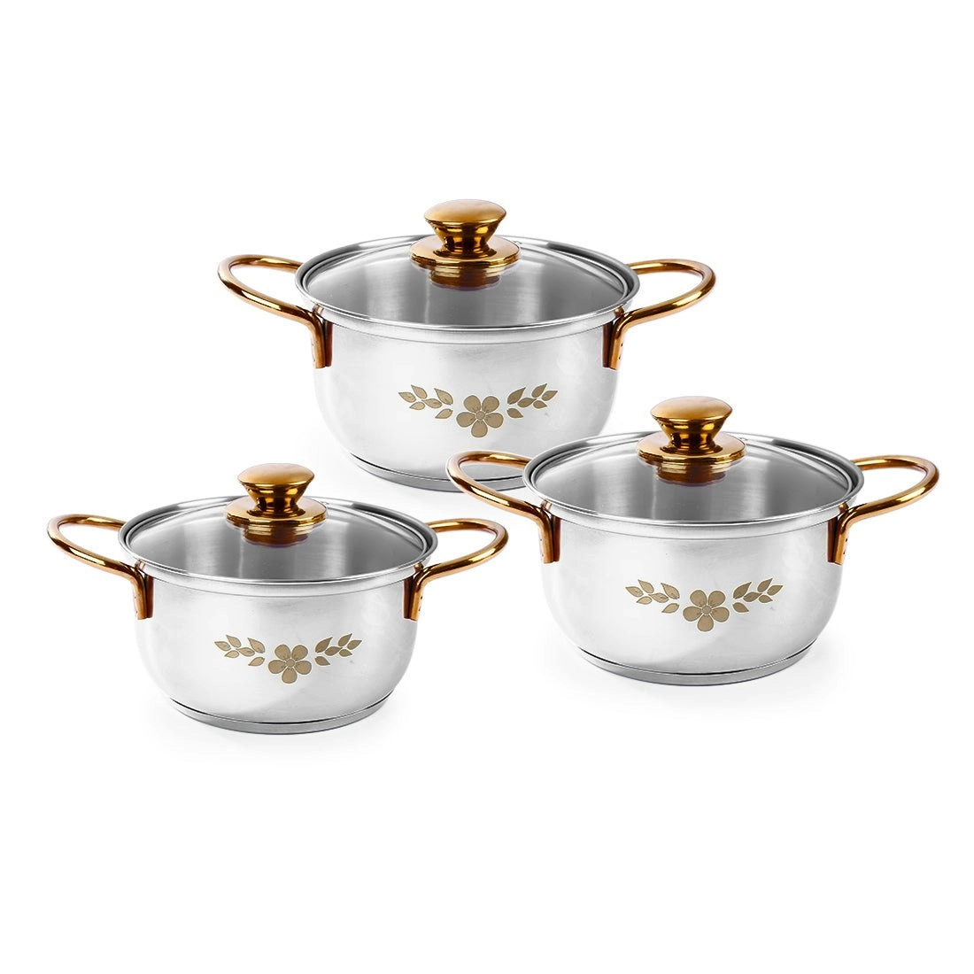 Wonderchef Gold Stanton Stainless Steel Casserole Set – 6 Pc