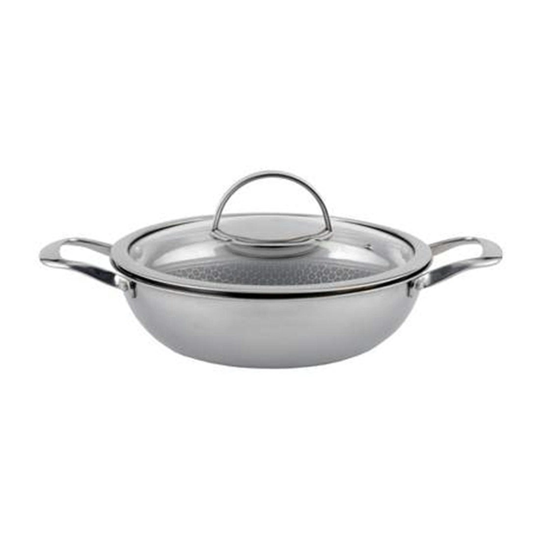 Wonderchef Stanton Stainless Steel Nonstick Kadhai With Lid- 28cm 3.4L