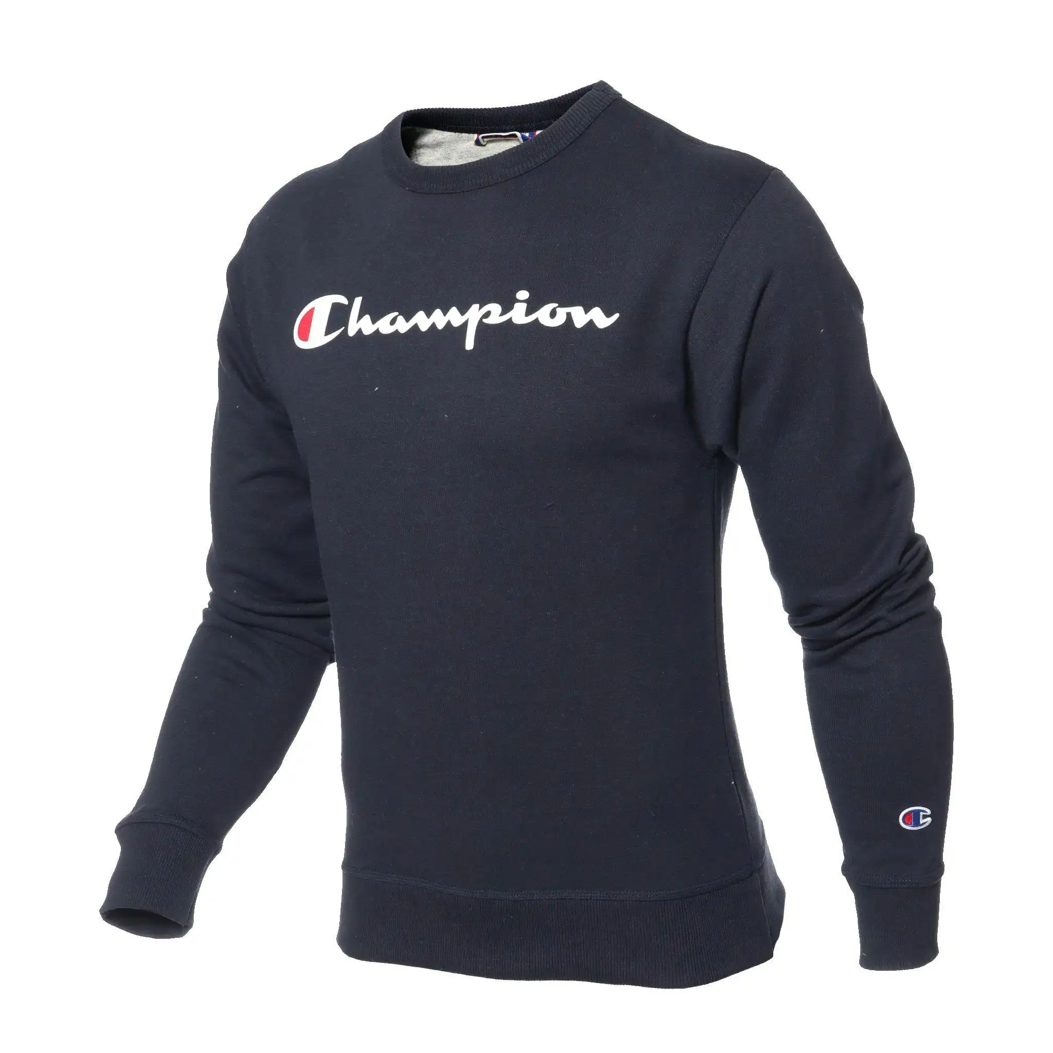 Mens Champion Powerbend Navy Graphic Crew Neck Jumper