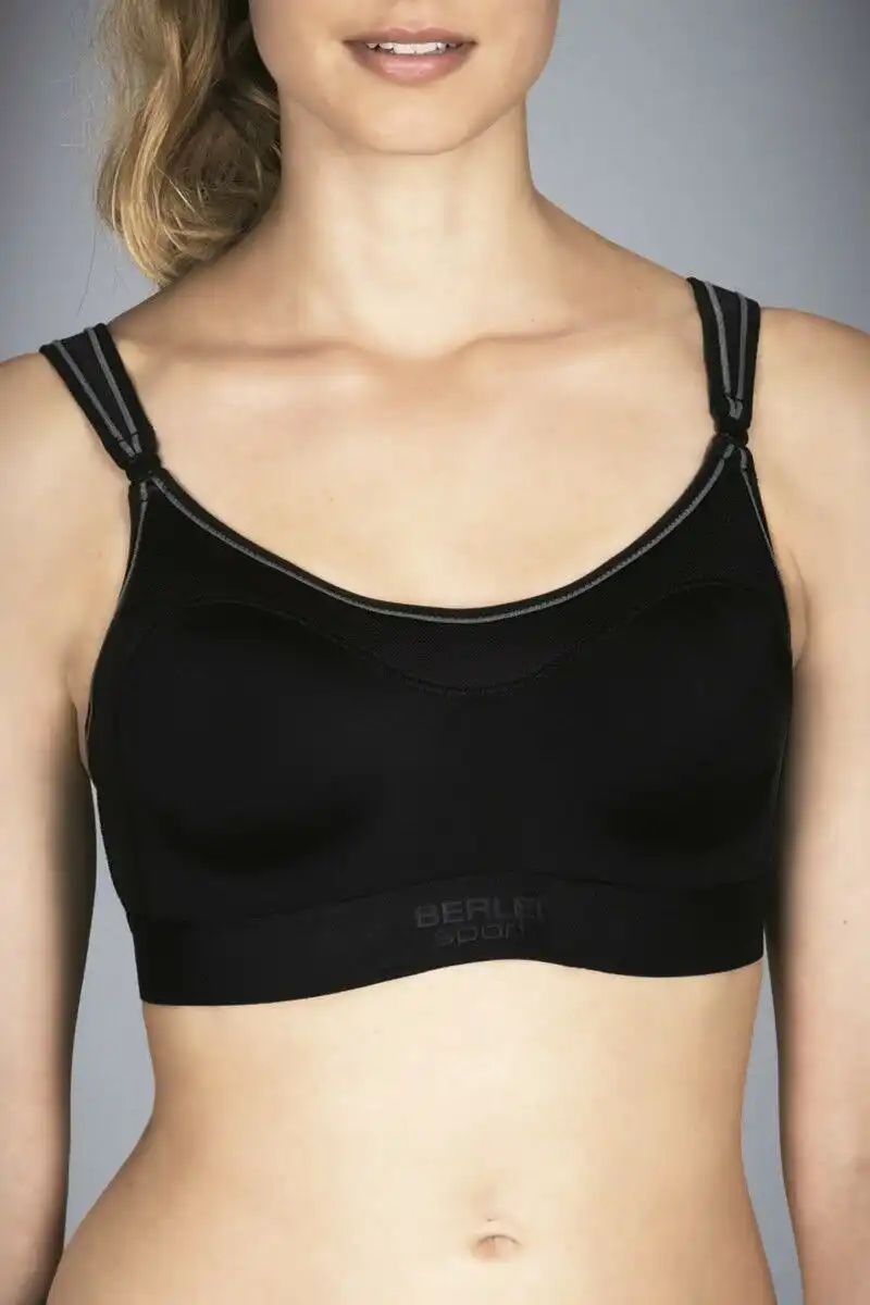 Berlei Ultimate Performance Support Sports Crop Top  Bra - Black