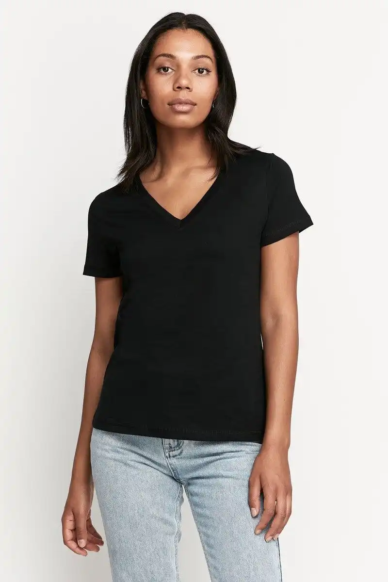 Bonds Womens Originals Light Weight V Tee Cotton Tshirt Black