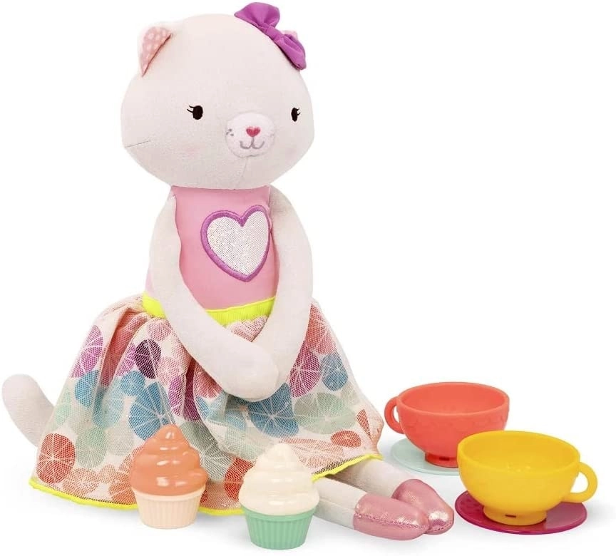 B. Toys Plush Cat, Board Book, and Tea Set