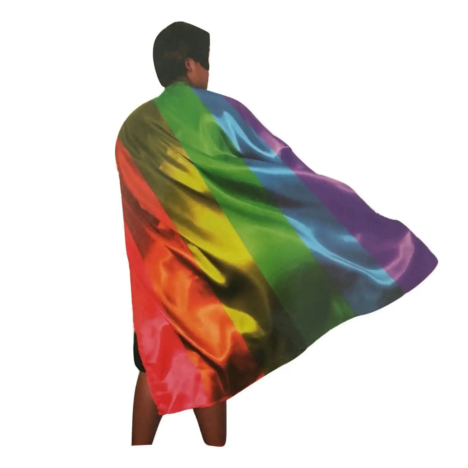 3x 140cm DELUXE RAINBOW CAPE Party Fancy Dress Costume Mardi Gras Pride BULK