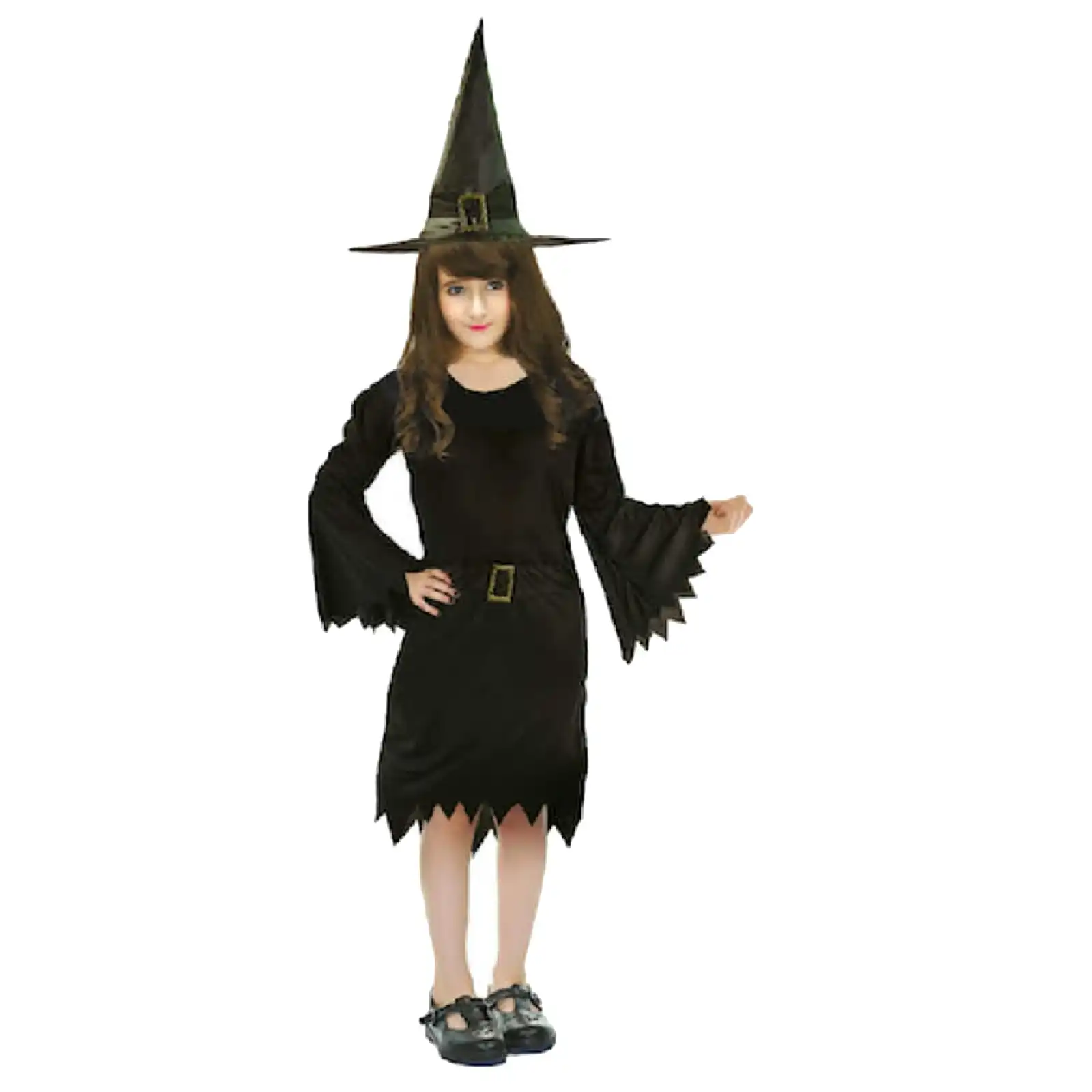 Children Classic Witch Costume Halloween Wicked Party Dress Up - Black